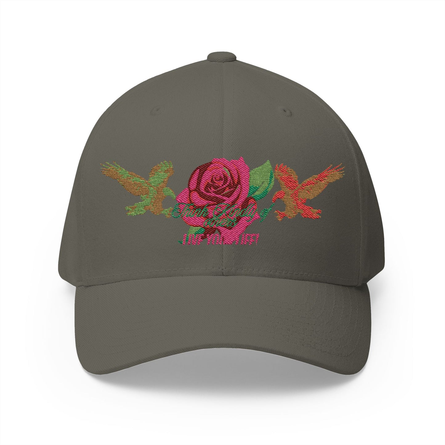 Embroidered Floral Cap, Stylish Closed-Back Hat - Think Kindly of Others/Live Your Life!