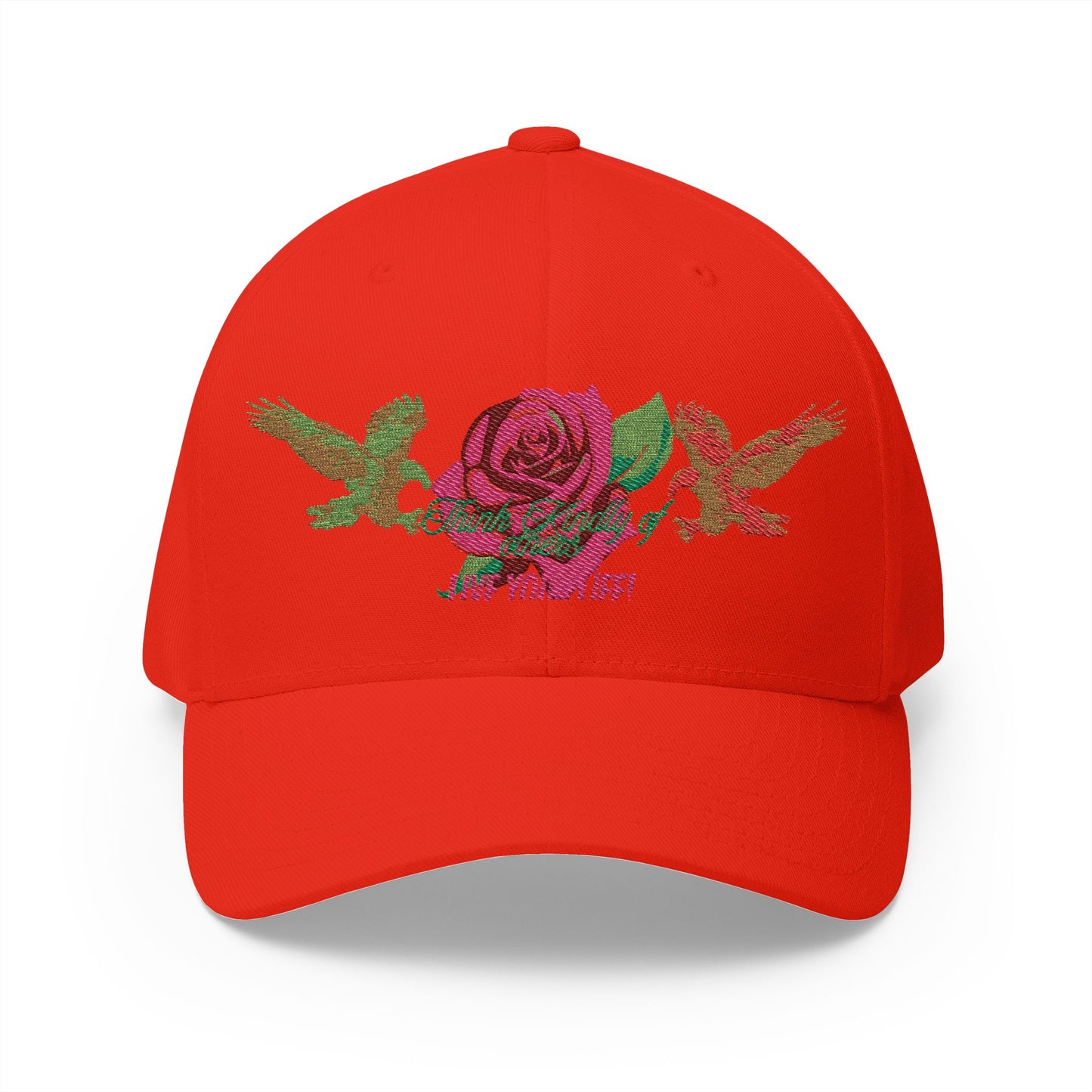 Embroidered Floral Cap, Stylish Closed-Back Hat - Think Kindly of Others/Live Your Life!