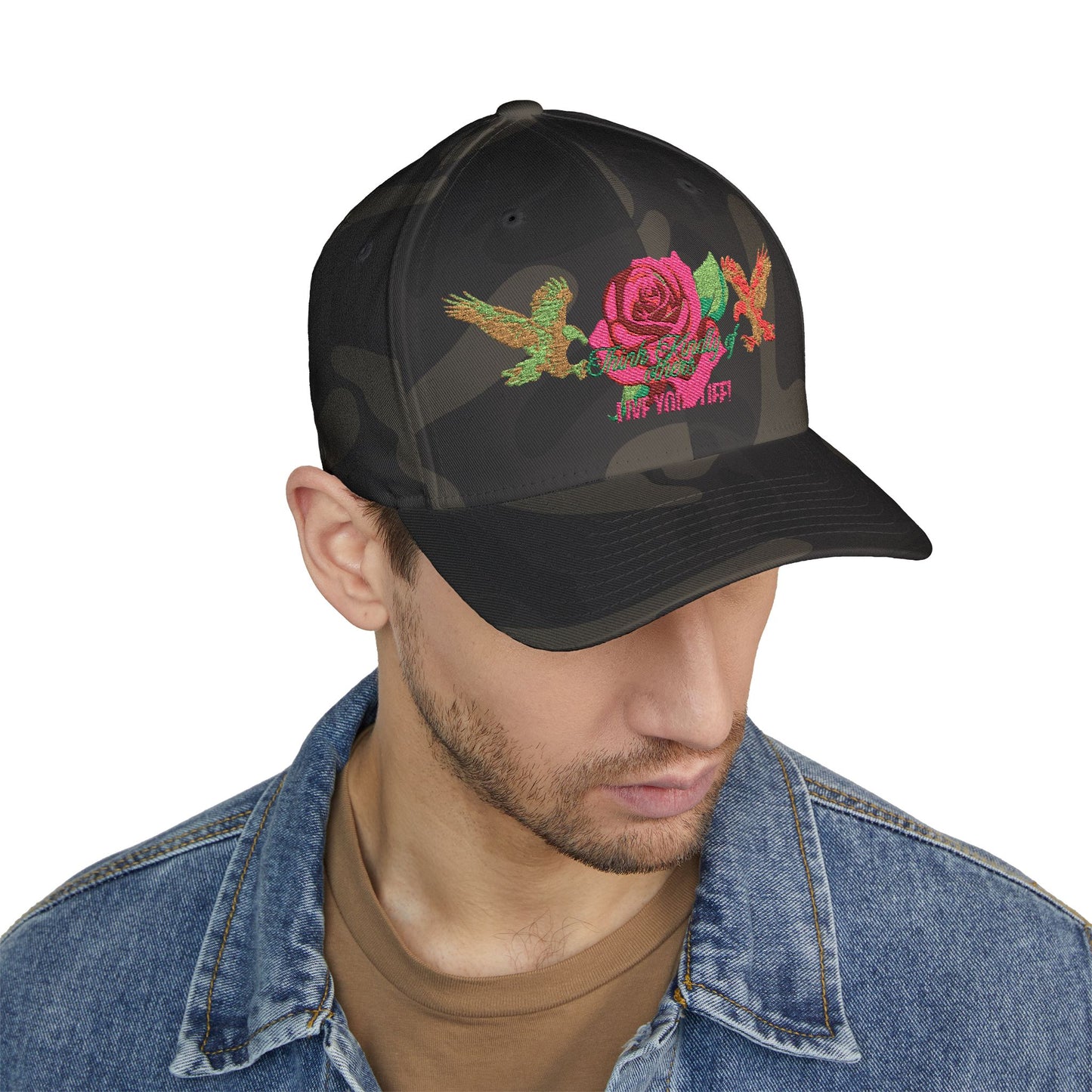 Embroidered Floral Cap, Stylish Closed-Back Hat - Think Kindly of Others/Live Your Life!