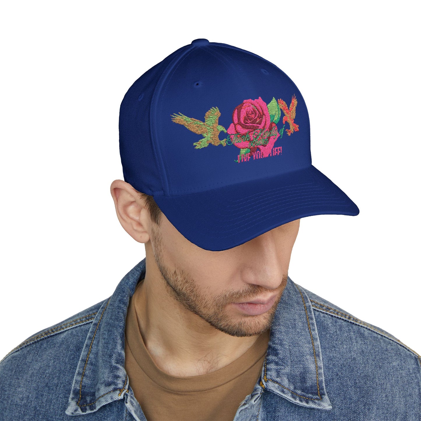 Embroidered Floral Cap, Stylish Closed-Back Hat - Think Kindly of Others/Live Your Life!
