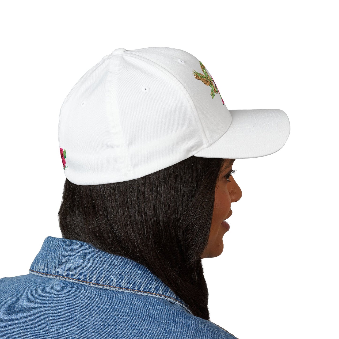Embroidered Floral Cap, Stylish Closed-Back Hat - Think Kindly of Others/Live Your Life!