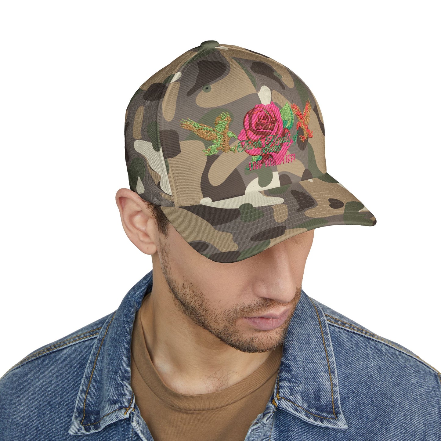 Embroidered Floral Cap, Stylish Closed-Back Hat - Think Kindly of Others/Live Your Life!