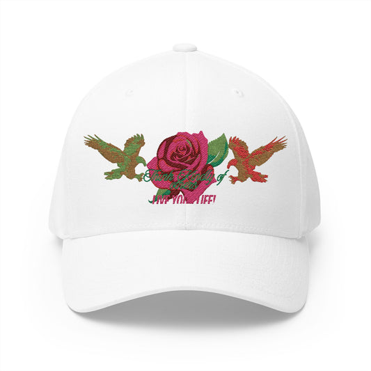 Embroidered Floral Cap, Stylish Closed-Back Hat - Think Kindly of Others/Live Your Life!