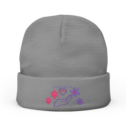 Beanie Hat Floral Design - I Support the 90%