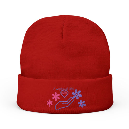 Beanie Hat Floral Design - I Support the 90%
