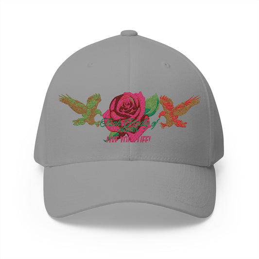 Embroidered Floral Cap, Stylish Closed-Back Hat - Think Kindly of Others/Live Your Life!